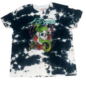 Poison Band Tee Black and White Tie Dye T-Shirt Rock Tee Size LG USED